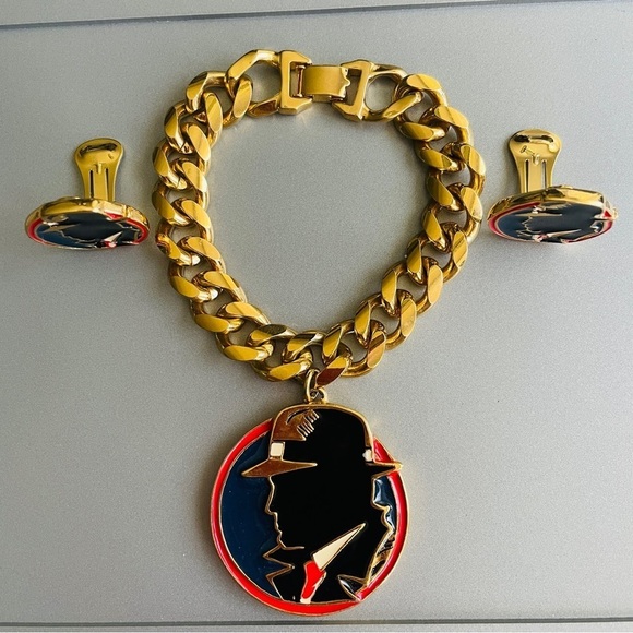 Dick Tracy Wendy Cell Walt Disney Gold Chain Bracelet, Clip Enamel Earri… - Picture 2 of 8